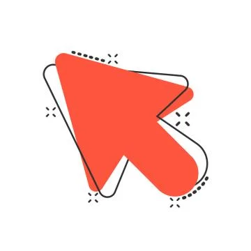Computer mouse cursor icon in comic style. Arrow cursor vector cartoon illust Stock Illustration