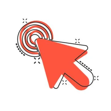 Computer mouse cursor icon in comic style. Arrow cursor vector cartoon illust Stock Illustration