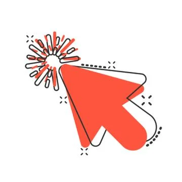 Computer mouse cursor icon in comic style. Arrow cursor vector cartoon illust Illustrazione stock