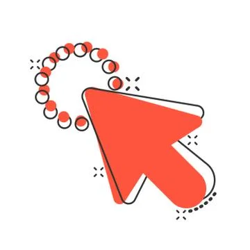 Computer mouse cursor icon in comic style. Arrow cursor vector cartoon illust Stock Illustration