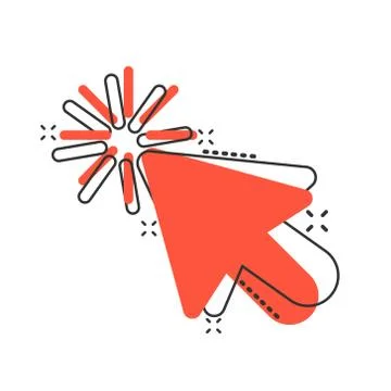 Computer mouse cursor icon in comic style. Arrow cursor vector cartoon illust Stock Illustration