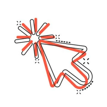 Computer mouse cursor icon in comic style. Arrow cursor vector cartoon illust Stock Illustration