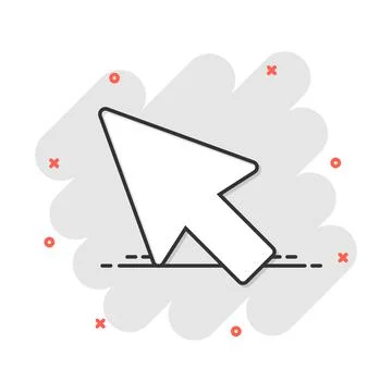 Computer mouse cursor icon in comic style. Arrow cursor vector cartoon illust Stock Illustration