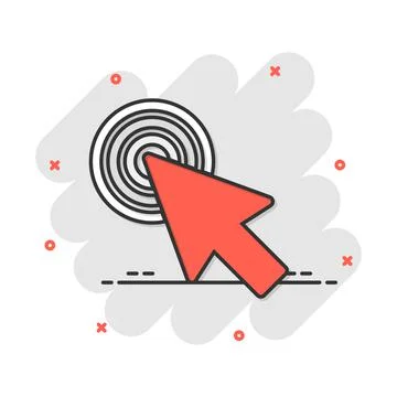 Computer mouse cursor icon in comic style. Arrow cursor vector cartoon illust Stock Illustration