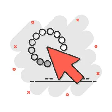 Computer mouse cursor icon in comic style. Arrow cursor vector cartoon illust Stock Illustration