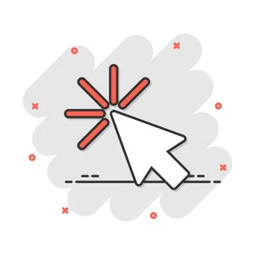 Computer mouse cursor icon in comic style. Arrow cursor vector cartoon illust Stock Illustration
