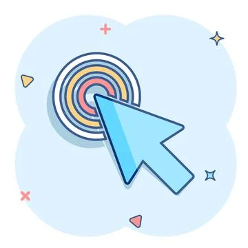 Computer mouse cursor icon in comic style. Arrow cursor vector cartoon illust Stock Illustration