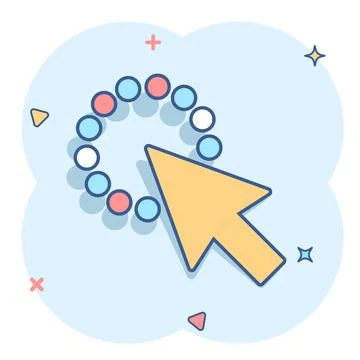 Computer mouse cursor icon in comic style. Arrow cursor vector cartoon illust Stock Illustration