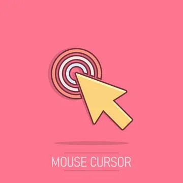 Computer mouse cursor icon in comic style. Arrow cursor vector cartoon illu.. Stock Illustration