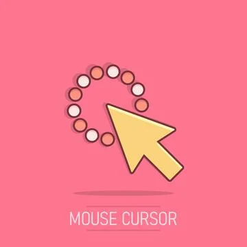 Computer mouse cursor icon in comic style. Arrow cursor vector cartoon illu.. Stock Illustration