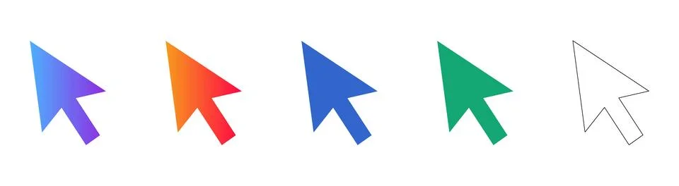 Computer Mouse Cursor Icon Set 스톡 일러스트
