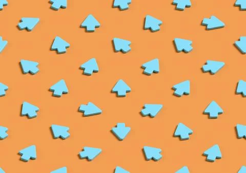 Computer mouse cursor isometric seamless pattern. 3d illustration. イラスト素材