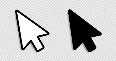 Computer mouse cursor pointer icons with a shadow on a gray background. Illustrazione stock