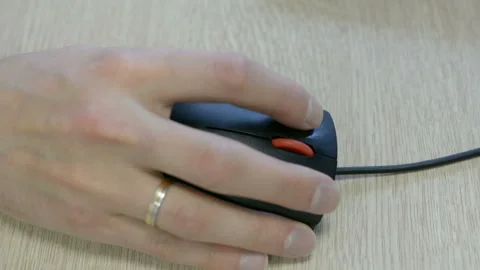 Computer mouse detail close-up footage - hand scrolling and clicking Stock Footage 98260328