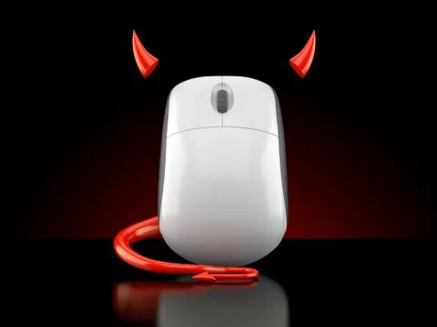 Computer mouse with devil horns and tail Stock Illustration