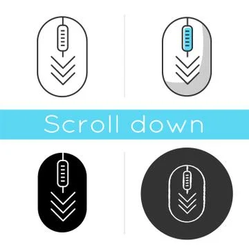 Computer mouse with down arrows icon. Scrolldown gesture indicator. PC elemen 스톡 일러스트