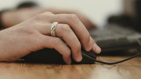 Computer mouse during work beautiful soft focus shot Stock Footage 48143310