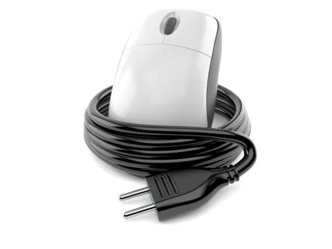 Computer mouse with electric plug Stock Illustration