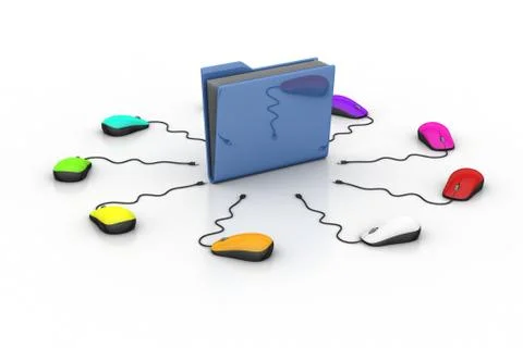 Computer mouse with file folder 무료 스톡 일러스트