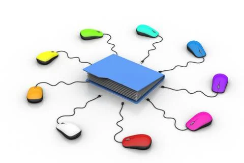 Computer mouse with file folder Free Stock Illustration