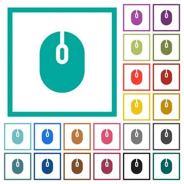 Computer mouse flat color icons with quadrant frames Stock Illustration
