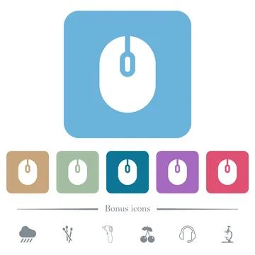 Computer mouse flat icons on color rounded square backgrounds Illustrazione stock