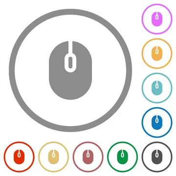 Computer mouse flat icons with outlines Illustrazione stock