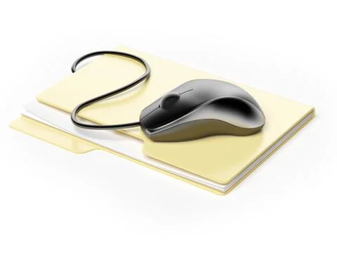 Computer mouse on folder Stock Illustration