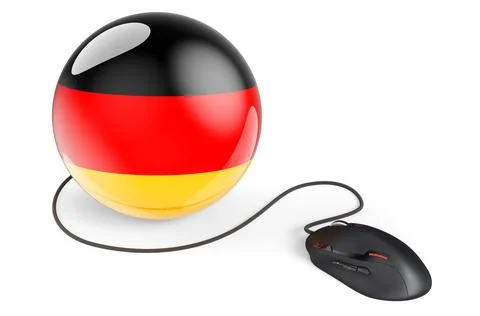 Computer mouse with German flag. Internet network in Germany concept. 3D rend Stock Illustration