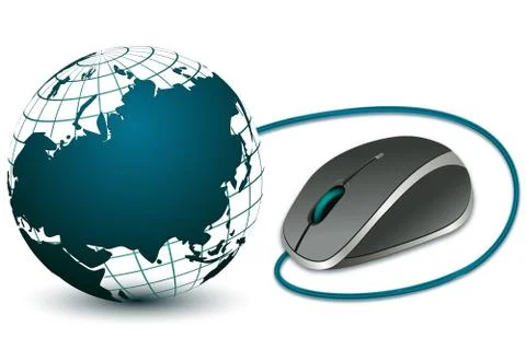 Computer mouse with globe Stock Illustration