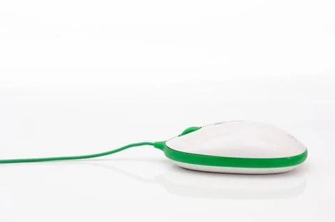 Computer mouse with green cable. business concept. Stock Photos