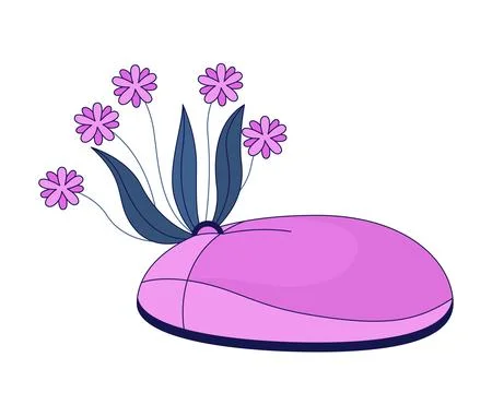 Computer mouse with growing flowers 2D linear illustration concept Stock Illustration