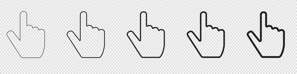 Computer mouse hand click cursor. Pointer finger cursor. Illustrazione stock