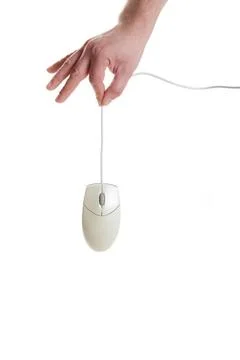 Computer mouse in hand computer mouse in hand on white background ,model r... Stock Photos