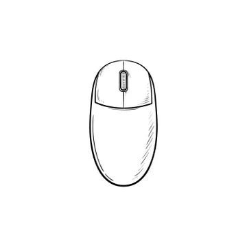 Computer mouse hand drawn outline doodle icon. Illustrazione stock