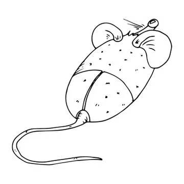 Computer mouse. Hand drawn PC mouse. Stock Illustration