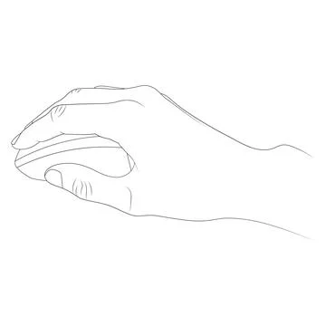 Computer mouse in hand outline vector. Stock Illustration