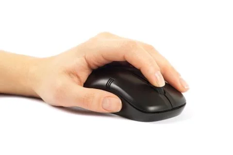 Computer mouse with hand over white Stock Photos