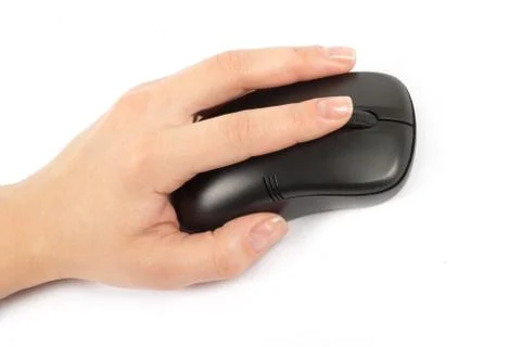 Computer mouse with hand over white Stock Photos