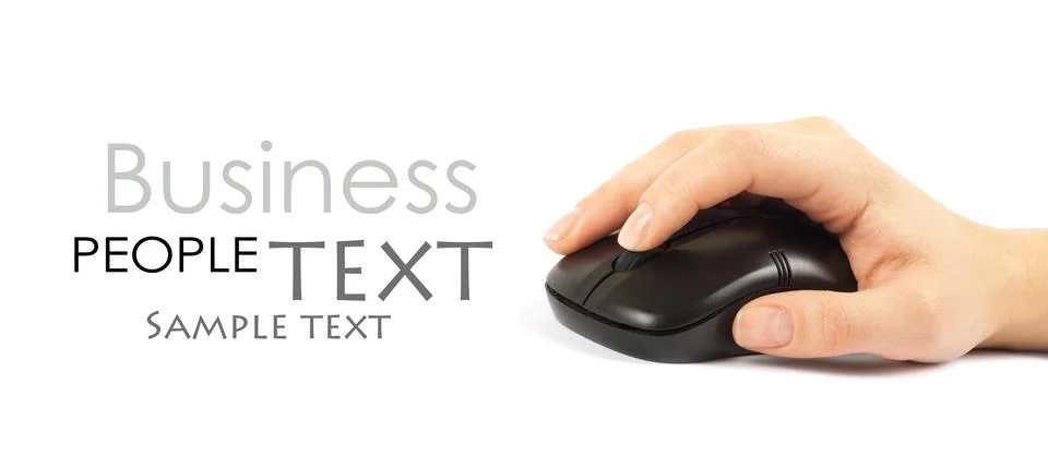 Computer mouse with hand over white Stock Photos