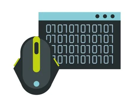 Computer mouse hardware with binary code Stock-Illustration
