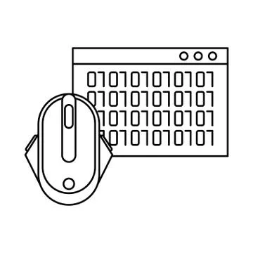 Computer mouse hardware with binary code Stock Illustration