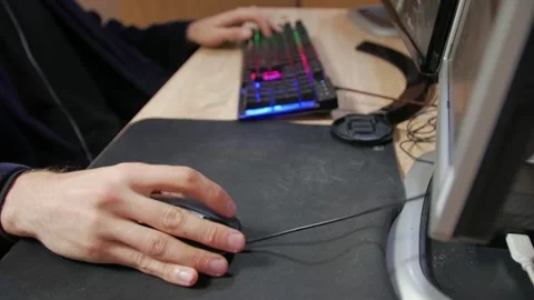 Computer Mouse Headphones And Keyboard Stock Footage 142138870
