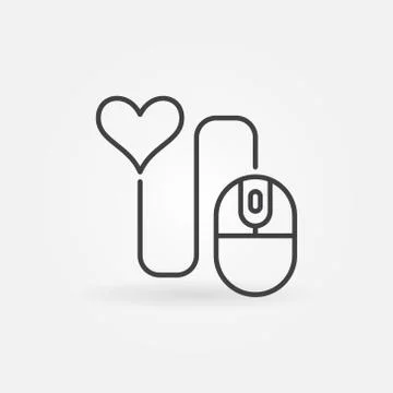 Computer Mouse with Heart line icon. Donation vector sign Stock Illustration