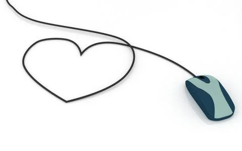 Computer mouse with heart shaped cable イラスト素材