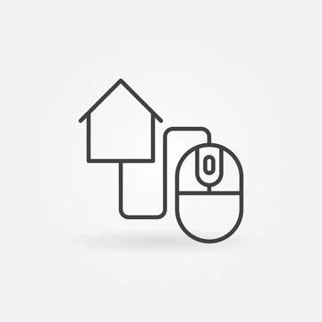 Computer Mouse with House vector thin line concept icon Illustrazione stock