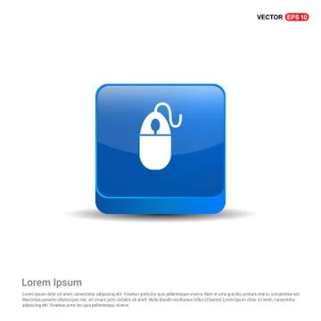 Computer Mouse Icon - 3d Blue Button Stock Illustration