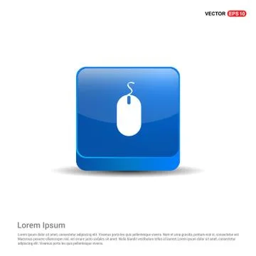 Computer mouse icon  - 3d Blue Button Stock Illustration