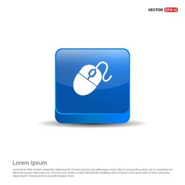 Computer Mouse Icon - 3d Blue Button Stock Illustration
