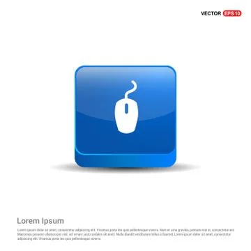 Computer mouse icon  - 3d Blue Button Stock Illustration